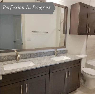 Dvigubos kriauklės tuštybės stalviršis